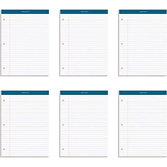 TOPS Docket Notepads, 8.25" x 11.75", Wide, White, 100 Sheets/Pad, 6 Pads/Pack (TOP 63437)