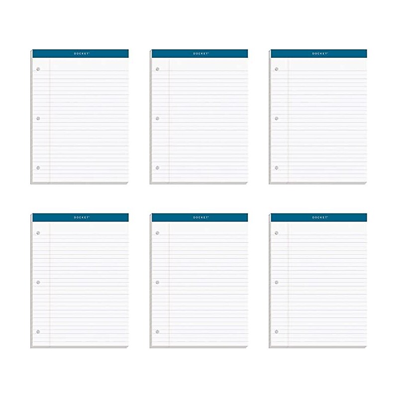 TOPS Docket Notepads, 8.25" x 11.75", Wide, White, 100 Sheets/Pad, 6 Pads/Pack (TOP 63437) image 1