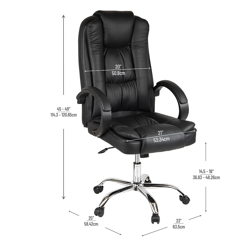 Chair with dimension lines and measurements
