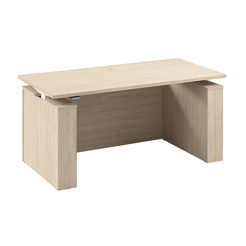 Bush Business Furniture Stratus 60"W Electric Rectangular Adjustable Standing Desk with Modesty Panel, Natural Elm (SUT003NE) image 1