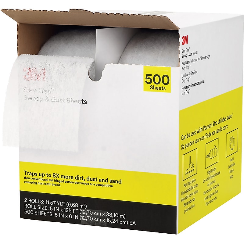 3M Easy Trap Dusting Cloths, 6" x 5", Gray, 250 Sheets/Roll, 2/Carton (55655W) image 1