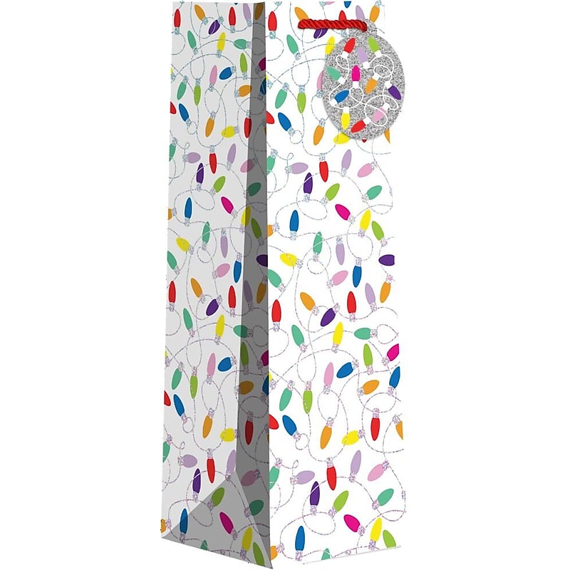JAM Paper Christmas Lights Wine Gift Bags, Multicolored, 120/Pack (526BXBT5091) image 1
