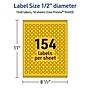 Avery Laser/Inkjet Round Multipurpose Labels, 0.5" Dia., Bright Yellow, 1540/Pack (94503)~#|#~D92E6394-76D2-452D-AAF1210F85BA35B0_sc7