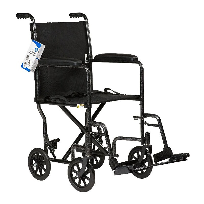 Dynarex DynaRide Transport Wheelchair with Swing-Away Foot Rest and Fixed Full Arm - 19" Seat (10243) image 1