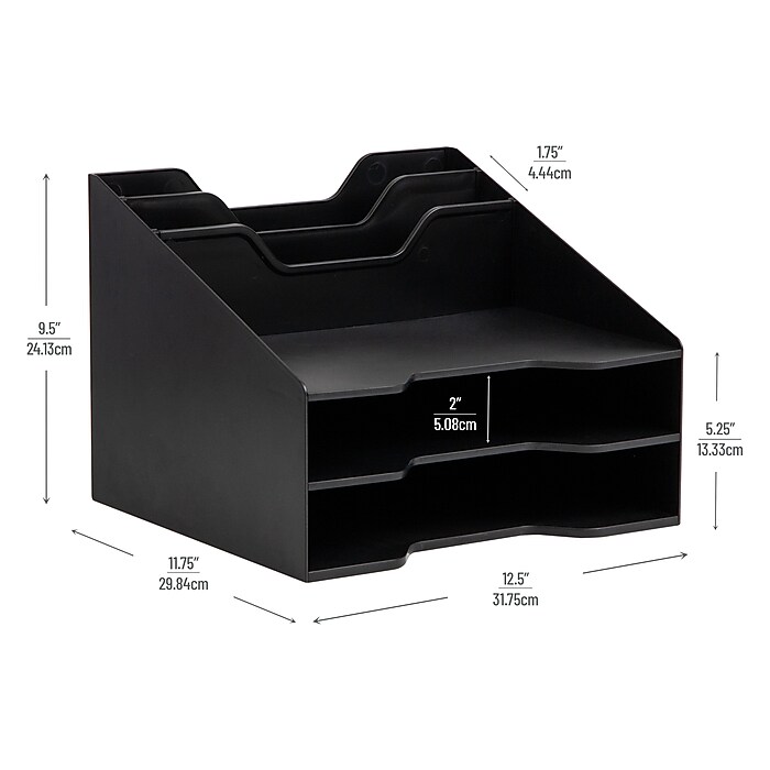 Mind Reader 5-Compartment Plastic Desk Tray, Black (ANCHBOX5-BLK