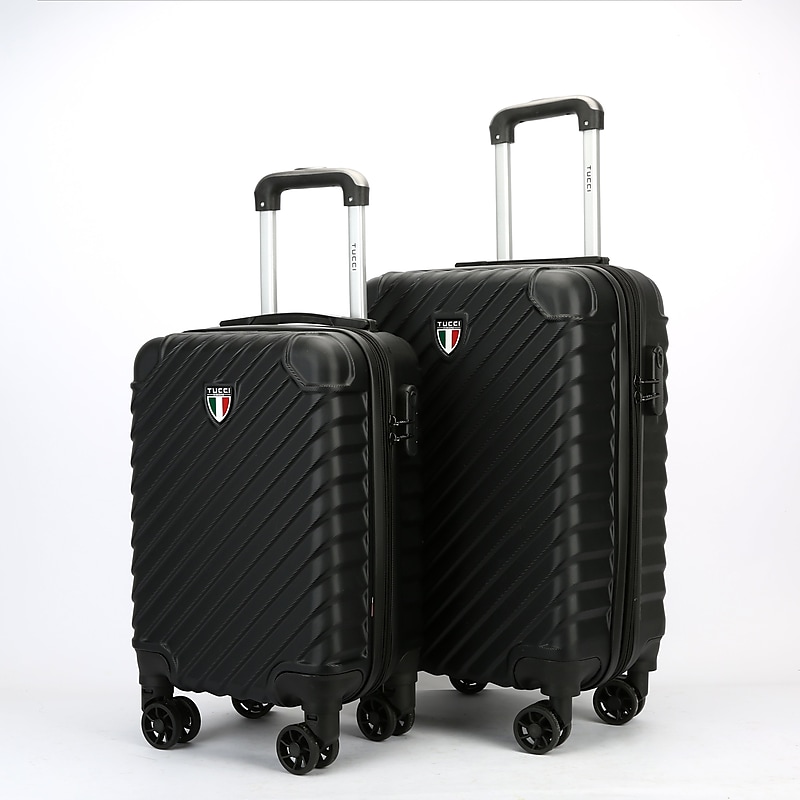 TUCCI 2-Piece Hardside Spinner Carry-On Luggage Set, TSA Checkpoint Friendly, Black (T0293-02PC-BLK) image 1