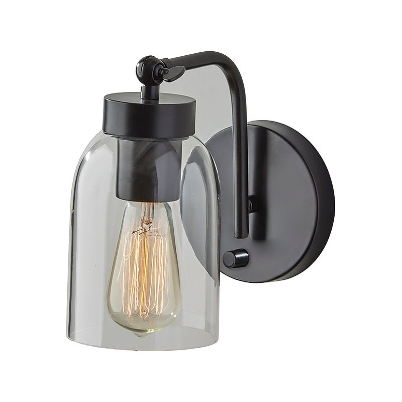 Adesso Bristol 1-Light Incandescent Bulb Armed Sconce, Black (4286-01) image 1