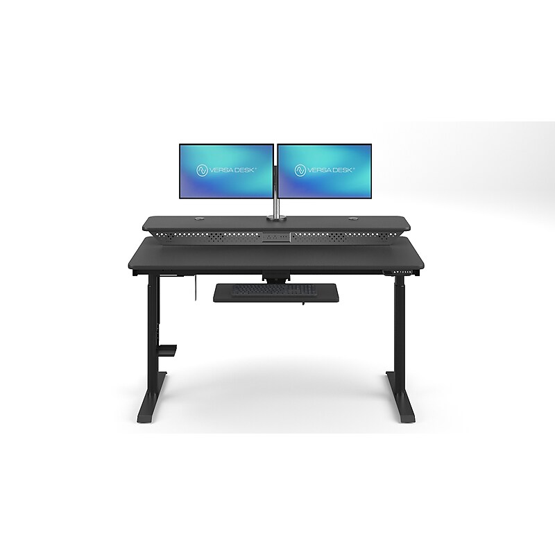 VersaDesk PowerLift Split-Level 60"W Electric Rectangular Adjustable Standing Desk, Black (PL2SD6030-BB) image 1