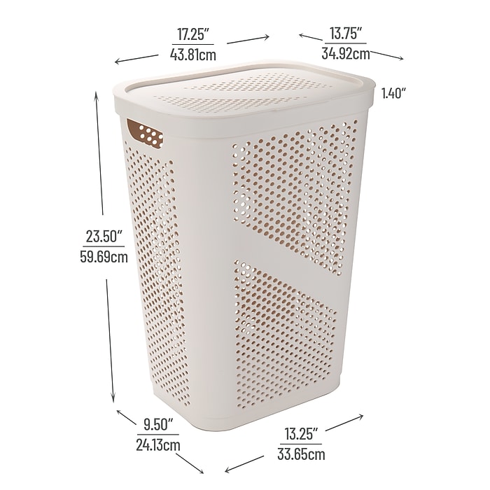 Mind Reader 15.85-Gallon Slim Laundry Hamper with Lid, Plastic