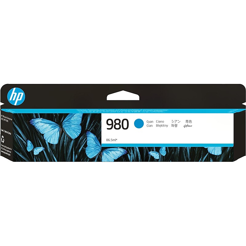 HP 980 Cyan Standard Yield Ink Cartridge, Prints Up to 6,600 Pages (D8J07A) image 1