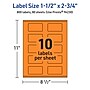 Avery Laser/Inkjet Multipurpose Rectangle Labels, 1.5" x 2.75", Bright Orange, 800/Box (94230)~#|#~D96B6F6D-29DA-4A06-A6B1C690BAB2607A_sc7