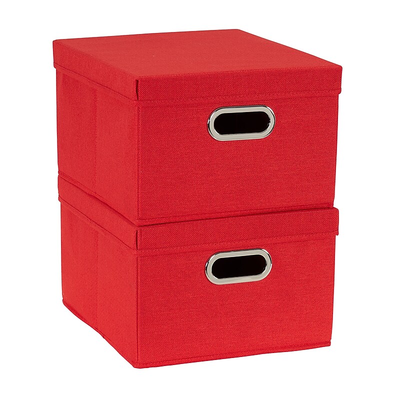 Household Essentials Medium Stackable Folding Fabric Storage Bin, 8" x 13"x 15", 27 Qt., Red, 2/Pack (706-1) image 1