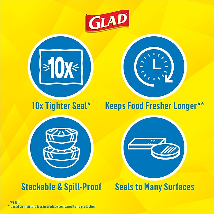 Glad Press'n Seal Plastic Food Wrap, 70 Sq. Ft. Roll, (CLO70441