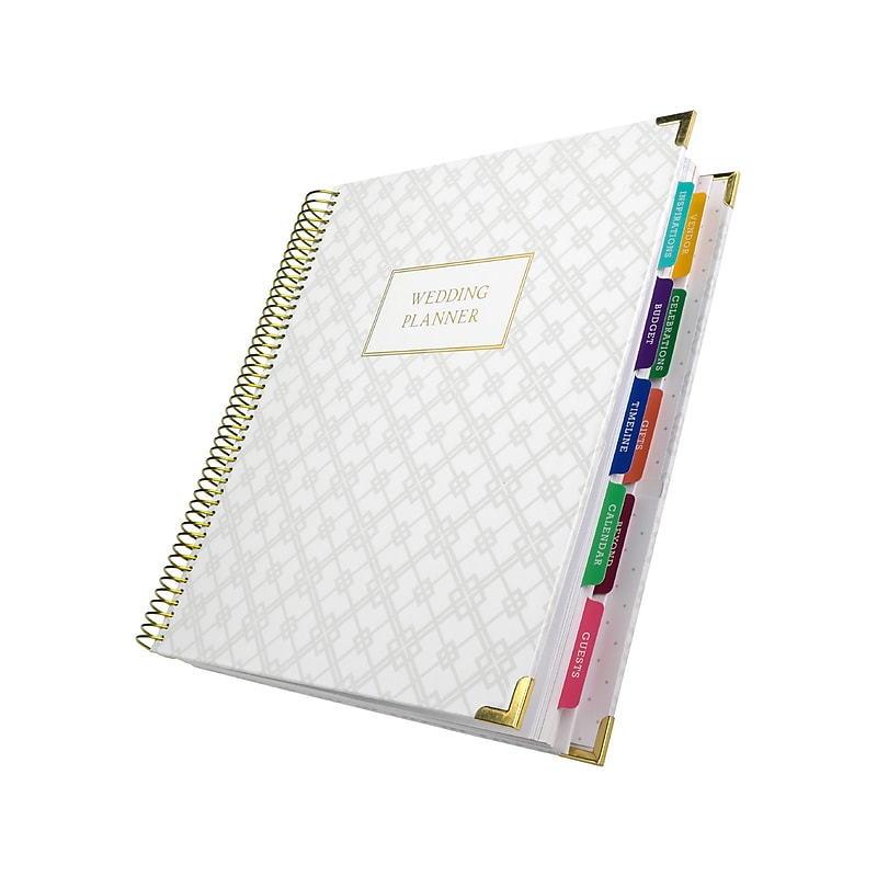 Global Printed Products 9" x 11" Wedding Planner, Hardcover, White/Gold (GPP-PLNR-GLD) image 1
