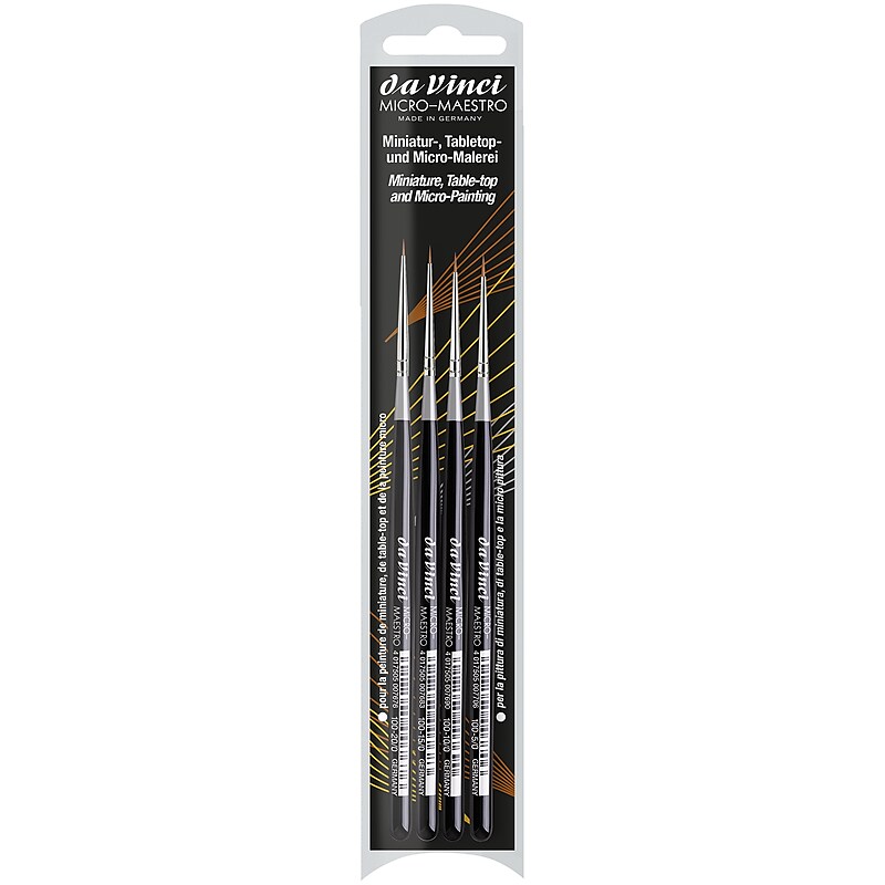 da Vinci MICRO-MAESTRO Kolinsky Red Sable Bristle, Miniature Needle Point Brushes, 4/Pack (DVXVA42100) image 1