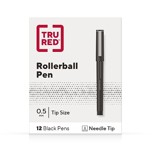 TRU RED™ Rollerball Pens, Fine Point, Black, Dozen/Pack (TR57324) Staples