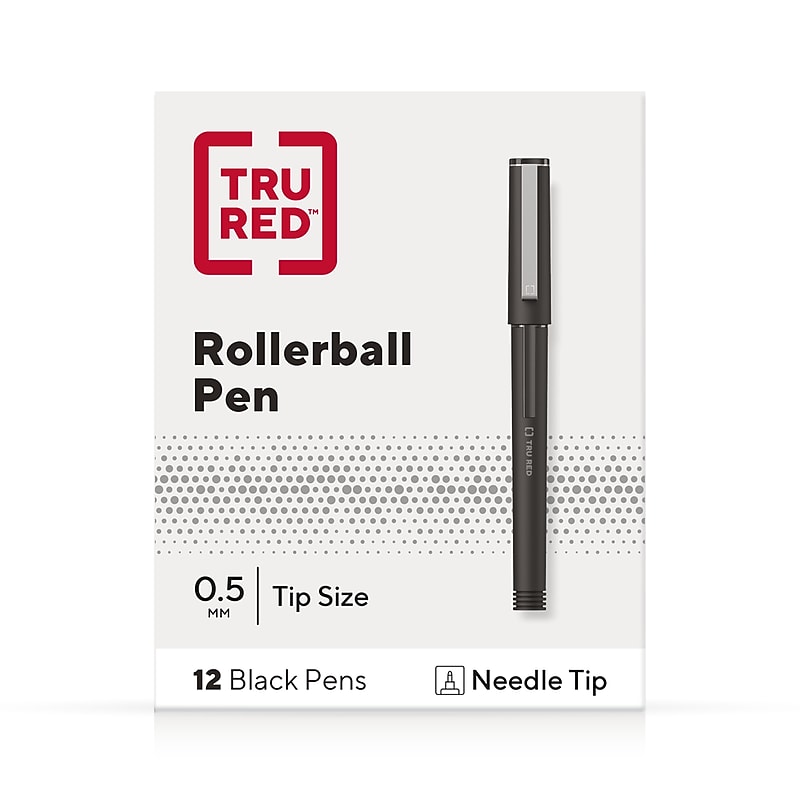 TRU RED™ Rollerball Pens, Fine Point, Black, Dozen/Pack (TR57324) image 1