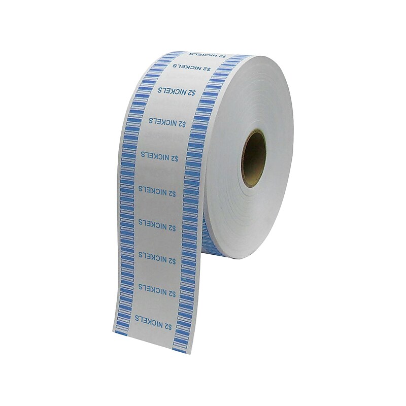 CONTROLTEK Nickel Coin Wrapper for Coin Wrapping Machines, Kraft/Blue, 8 Rolls/Carton (575035) image 1