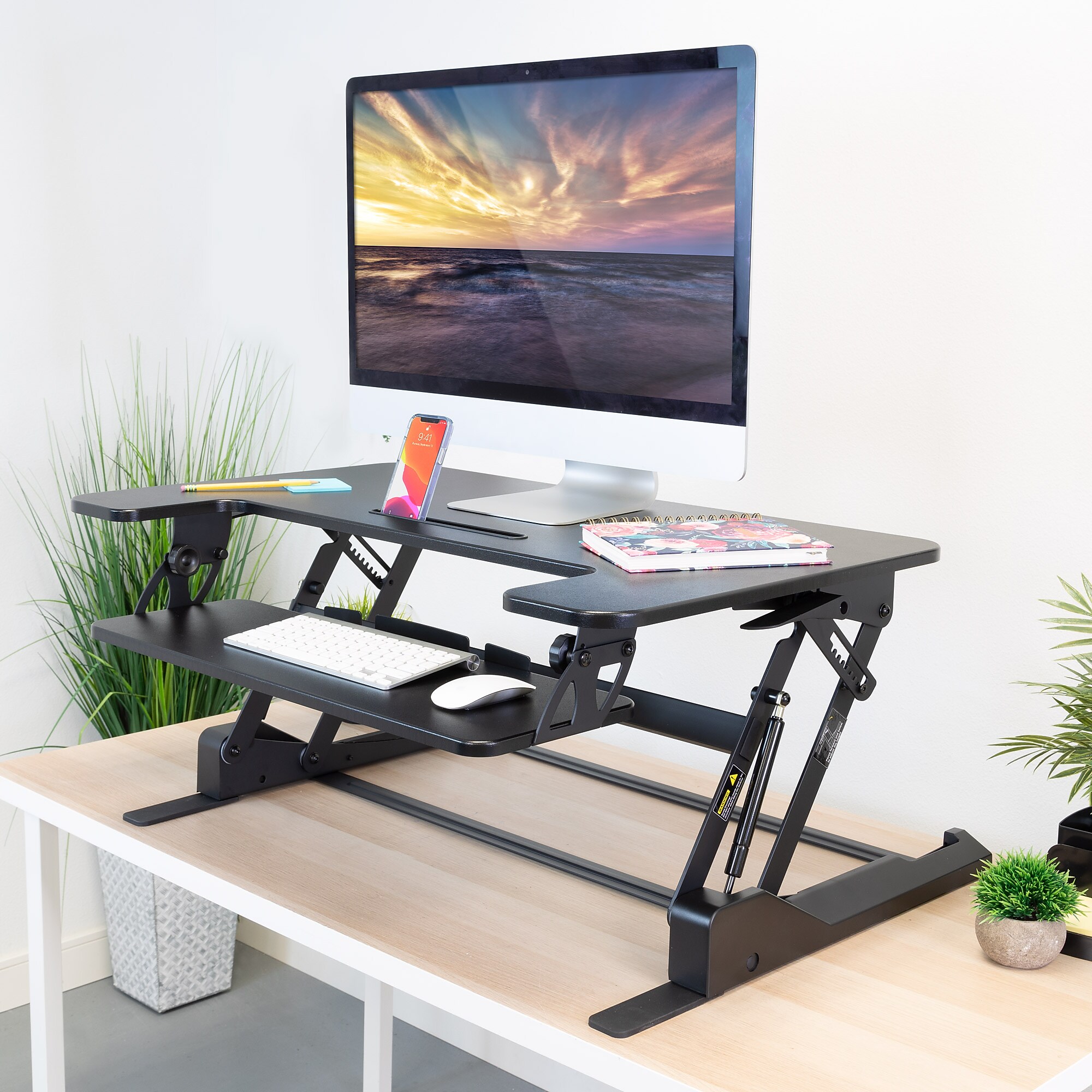 Mount-It! Mount-It! 36″W Rectangular Adjustable Standing Desk Converter, Black (MI-7926) Sansujyuku sansujyuku.com