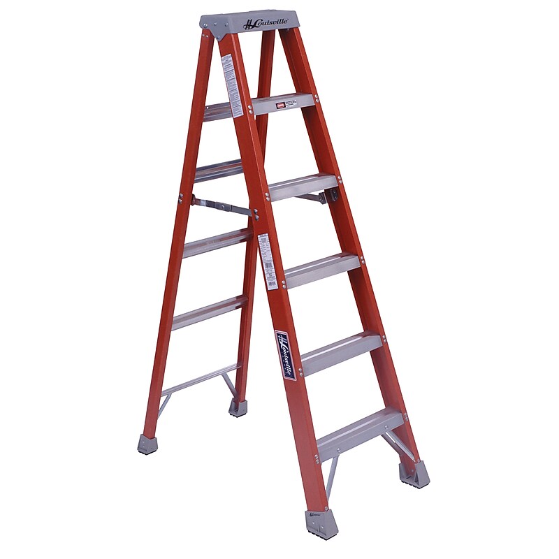 Louisville Ladder 6' Fiberglass Twin Step Ladder, 300 lbs. Capacity (FM1506) image 1