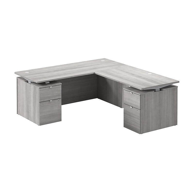 Bush Business Furniture Stratus 72"W Electric L-Shaped Adjustable Standing Desk with Drawers, Platinum Gray (SUT018PG) image 1