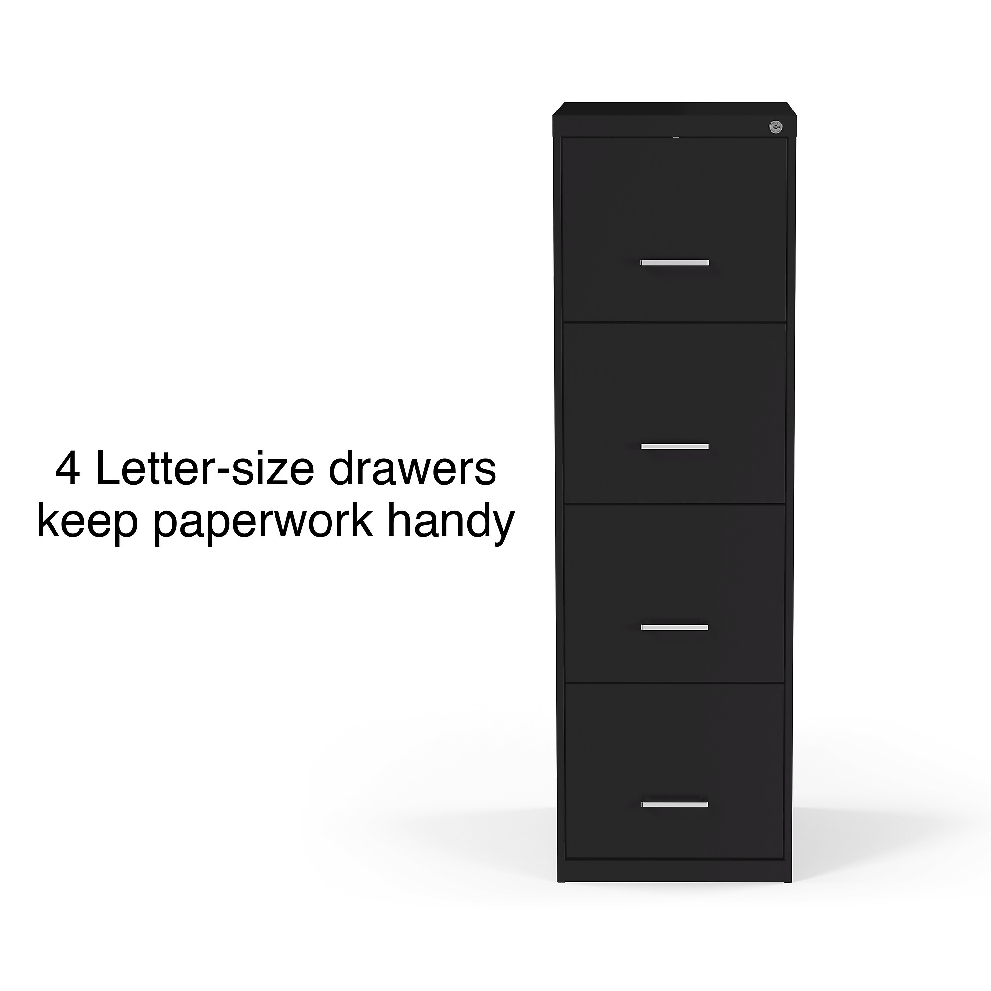 Staples 4-Drawer Vertical File Cabinet, Letter Size, Lockable, 47.2″H x 14.5″W x 18.9″D, Black (ST62801) Sansujyuku sansujyuku.com