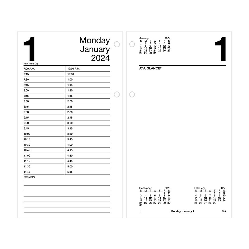2024 AT-A-GLANCE 8" x 4.5" Daily Desk Calendar Refill, White/Black (E210-50-24) image 1