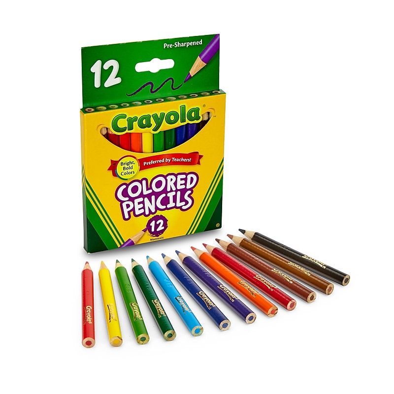 Crayola Short Barrel Colored Pencils, Assorted Colors, 12/Box (68-4112) image 1