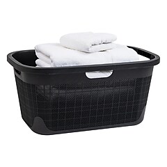 Mind Reader 10-Gallon Laundry Basket, Plastic, Black (40FABASK-BLK