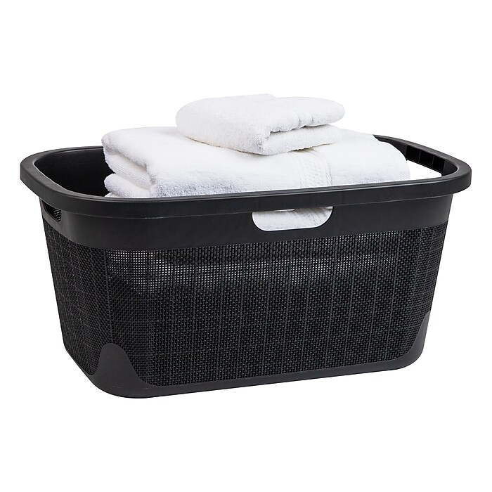 Mind Reader 10-Gallon Laundry Basket, Plastic, Black (40FABASK-BLK