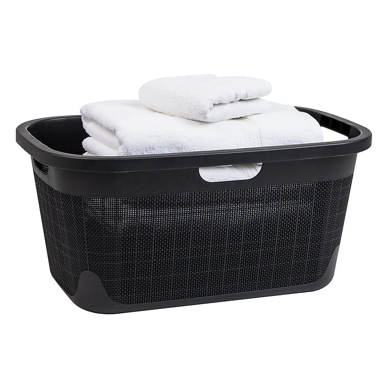 Mind Reader 10-Gallon Laundry Basket, Plastic, Black (40FABASK-BLK) image 1