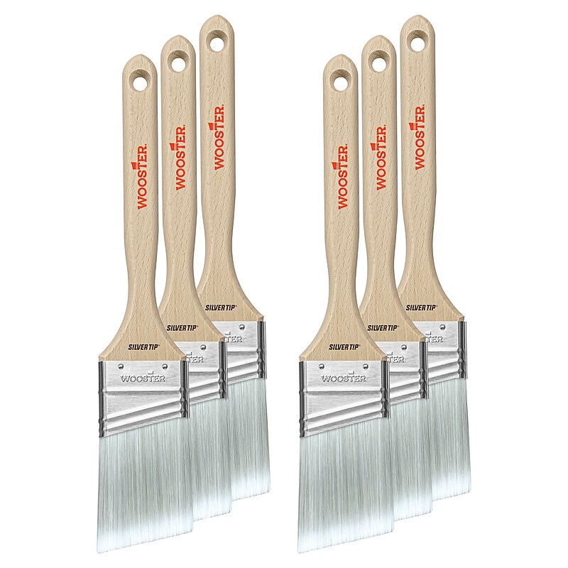 Wooster Brush Silver Tip 2" Polyester Angle Brush, 6/Box (0052210020) image 1