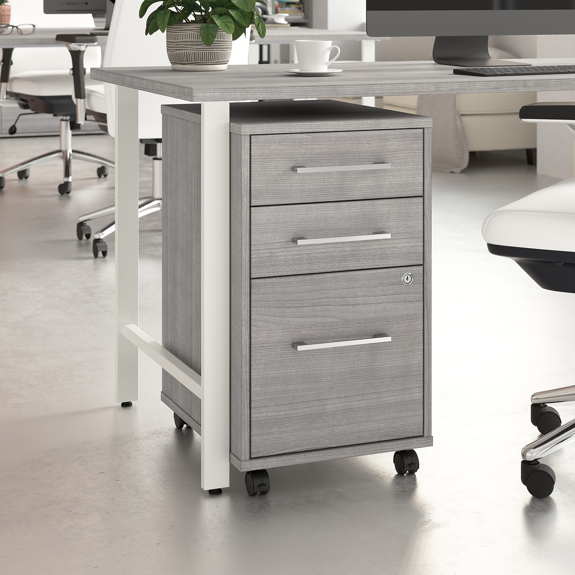 Bush Business Furniture Hustle 3 Drawer Rolling File Cabinet, Platinum Gray (HUF116PG) Sansujyuku sansujyuku.com
