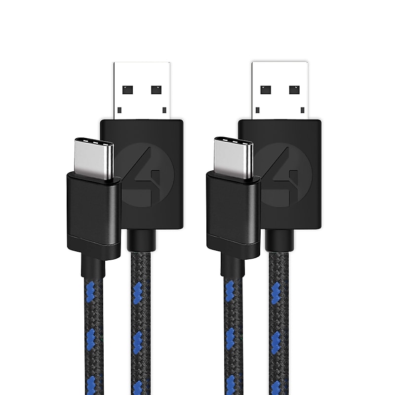 4Gamers Superfast Play & Charge Cables Twin Pack, Compatible with PS5 DualSense Controllers, Black (SP-C10V-4G) image 1