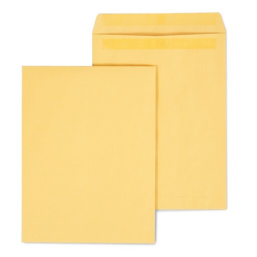 Staples Self Seal Kraft Catalog Envelopes, 9.5"L x 12.5"H, Brown, 100/Box (SPL381962) Staples