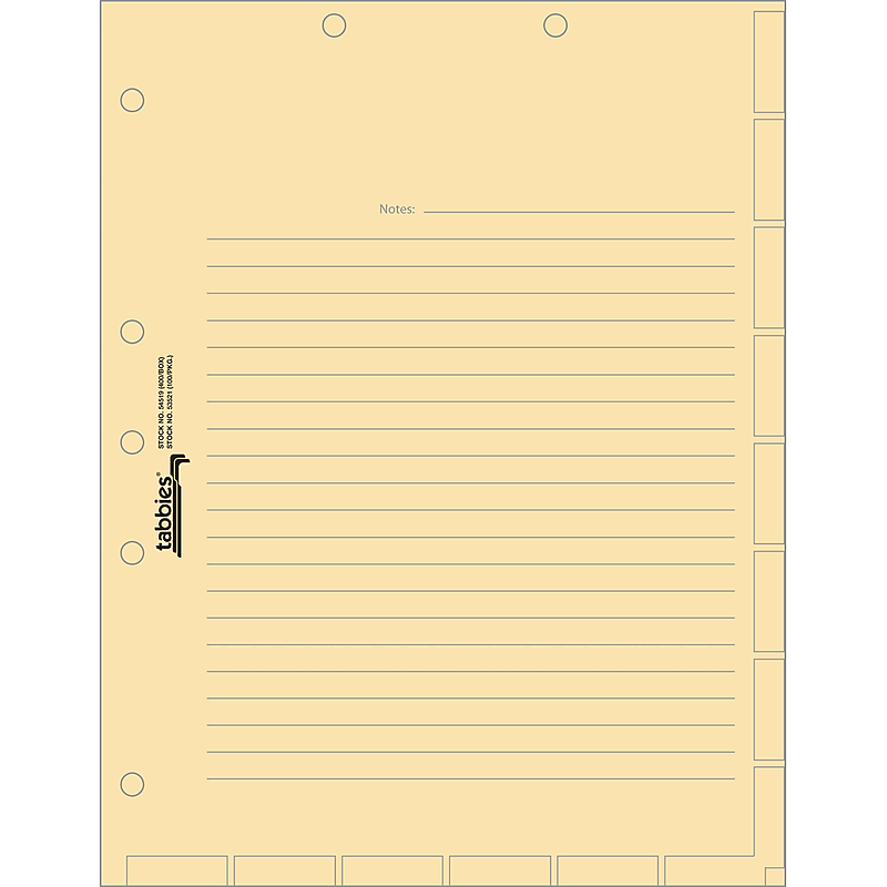 Tabbies Medical Chart Index Divider Sheets, Manila, 400/Box (TAB54519) image 1
