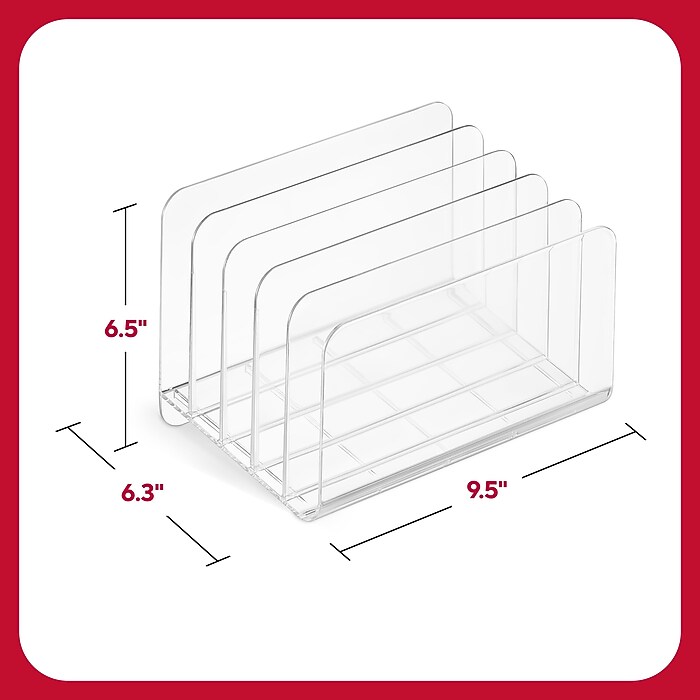 TRU RED™ 5-Compartment Plastic Desk Organizer, Clear (TR62285