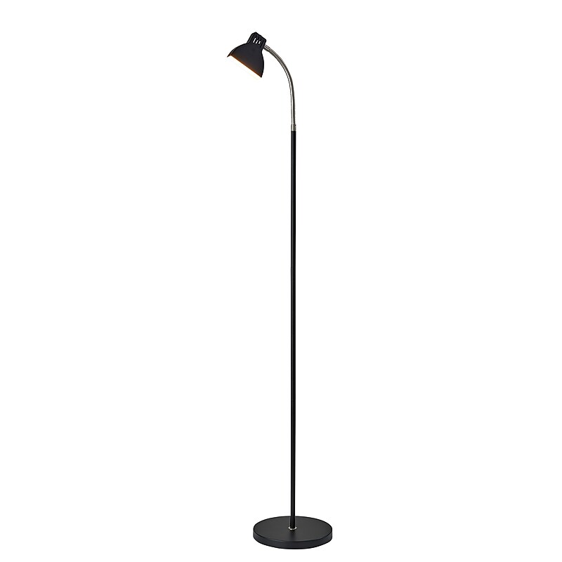 Simplee Adesso 57"H Slender LED Floor Lamp, Black & Brushed Steel (SL3974-01) image 1