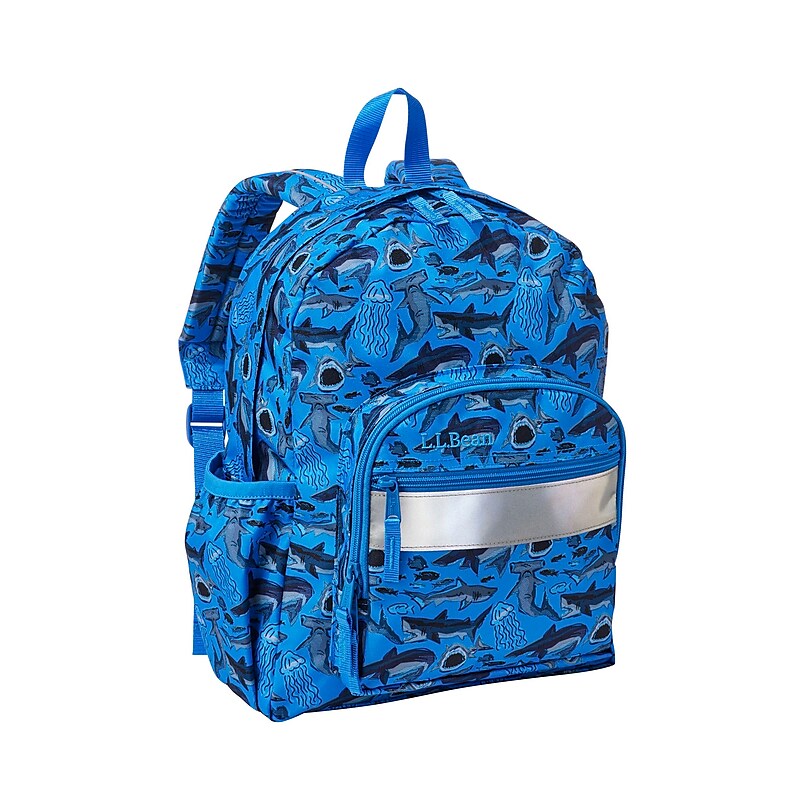 L.L.Bean Junior Original Book Pack Kids Backpack, Small, Glacier Blue Shark (1000281513) image 1
