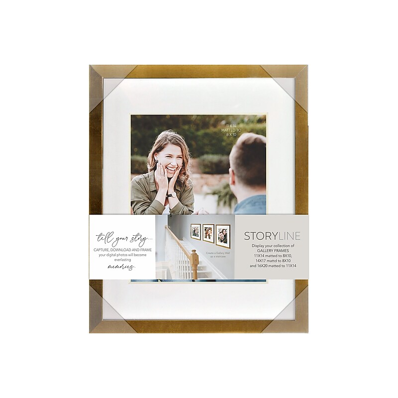 Enchante STORYLINE 11" x 14" Polystyrene Picture Frame, Gold (5C6914YA GLD) image 1