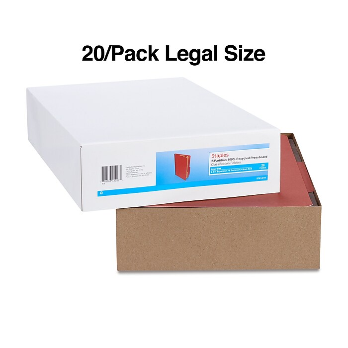 Staples® 100% Recycled Classification Folder, 2-Dividers, 2 1/2