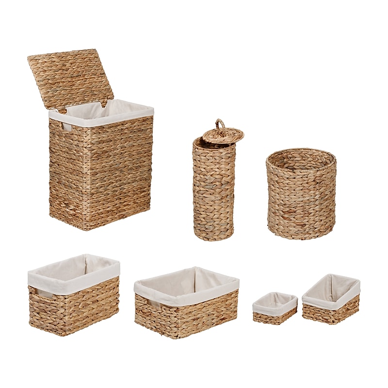 Honey-Can-Do Storage Baskets with Lids, Woven Water Hyacinth, Natural, 7-Piece Set (HMP-09359) image 1