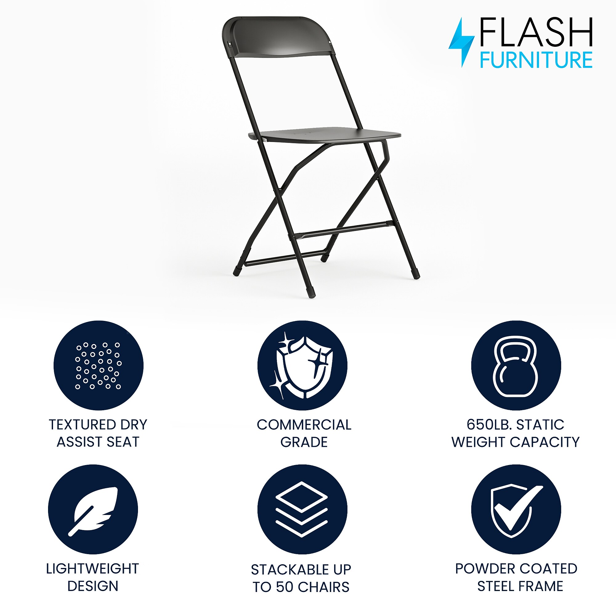 Flash Furniture HERCULES Plastic Folding Chair, Black (LEL3BLACK) Sansujyuku sansujyuku.com