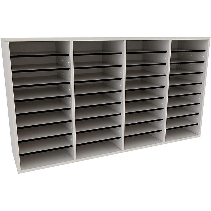 AdirOffice 36-Compartment Literature Organizer, 11.8" x 39.3", White (500-36-WHI) image 1