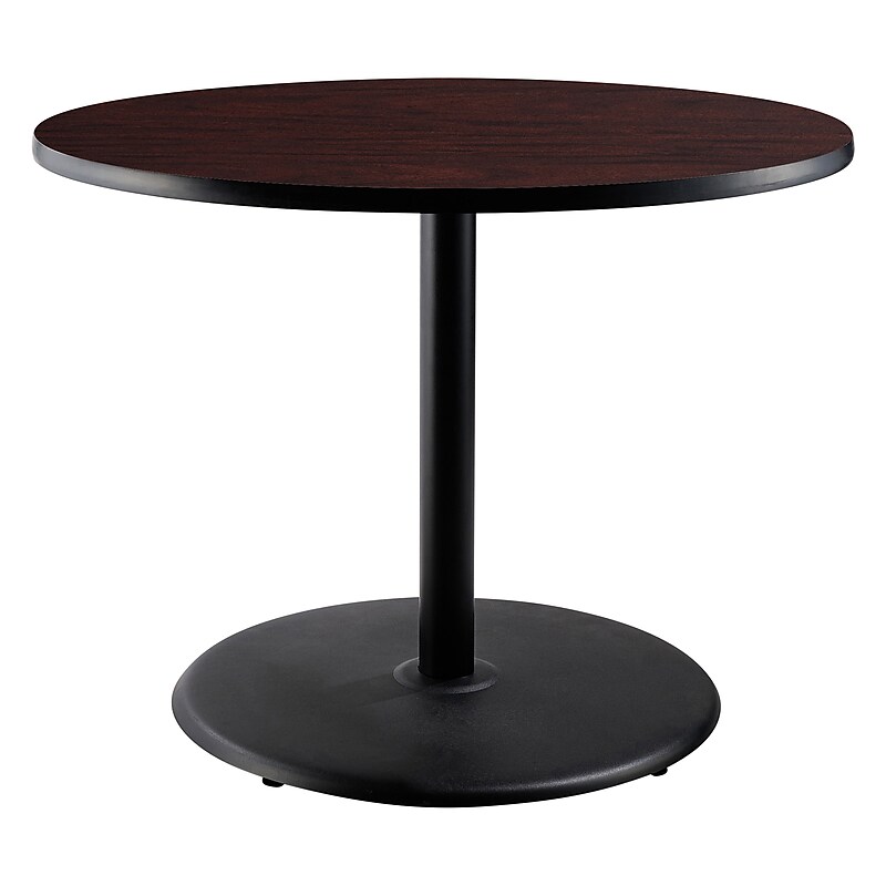 NPS CT Series 36" Round 30" Height Cafe Table, Round Base, Black Frame/Mahogany Top (CT13636RDPBTMMY) image 1
