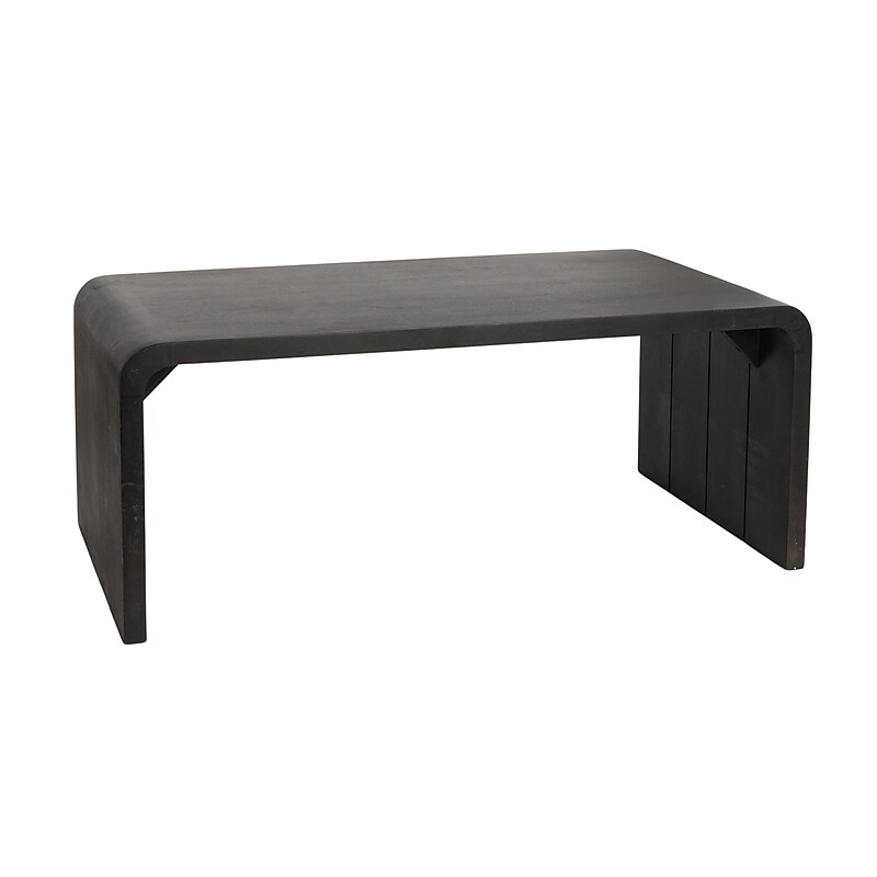 Storied Home Modern Waterfall Edge Mango Wood Coffee Table, Black (EC1721) image 1