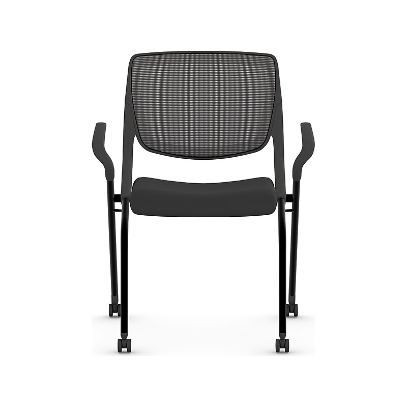 HON Motivate Fabric/Mesh Nesting Stacking Chair, Black/Charblack (HMN2.F.S.IM.ON.CU10.CBK) image 1