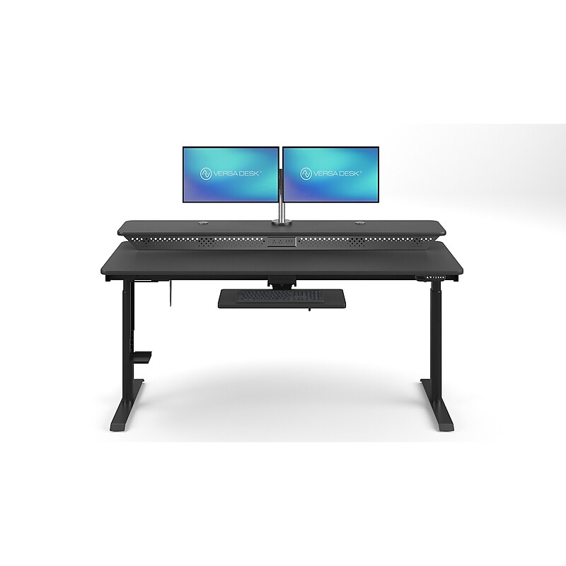 VersaDesk PowerLift Split-Level 72"W Electric Rectangular Adjustable Standing Desk, Black (PL2SD7230-BB) image 1