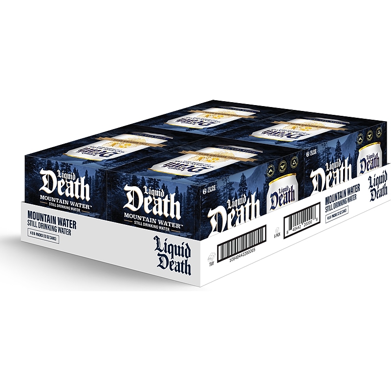 Liquid Death Mountain Water, 12 fl. oz., 6 Cans/Box, 4 Boxes/Carton (LD-12-4x6pk) image 1