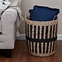 Household Essentials Large Cattail and Paper Pillar Basket with Integrated Handles, Natural/Black (HHML-6715)~#|#~DA2A8B95-AB60-497E-B4A74DBAAF456F15_sc7